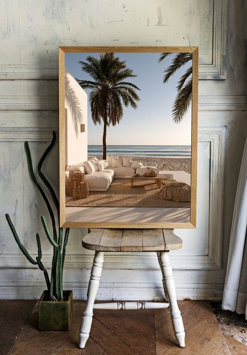 Beachfront Patio Photography Poster. room preview