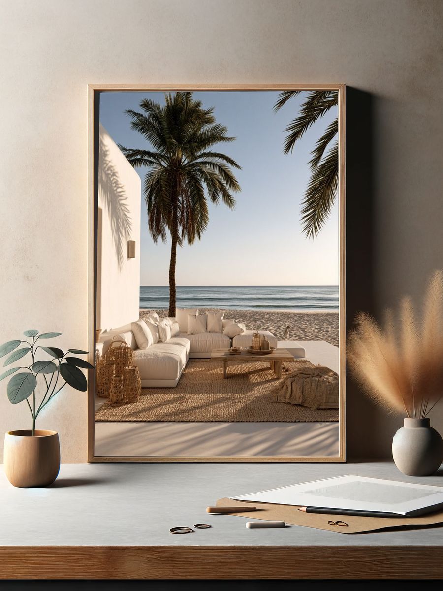 Beachfront Patio Photography Poster. — room view 2