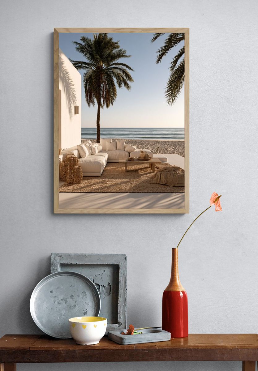 Beachfront Patio Photography Poster. — room view 3