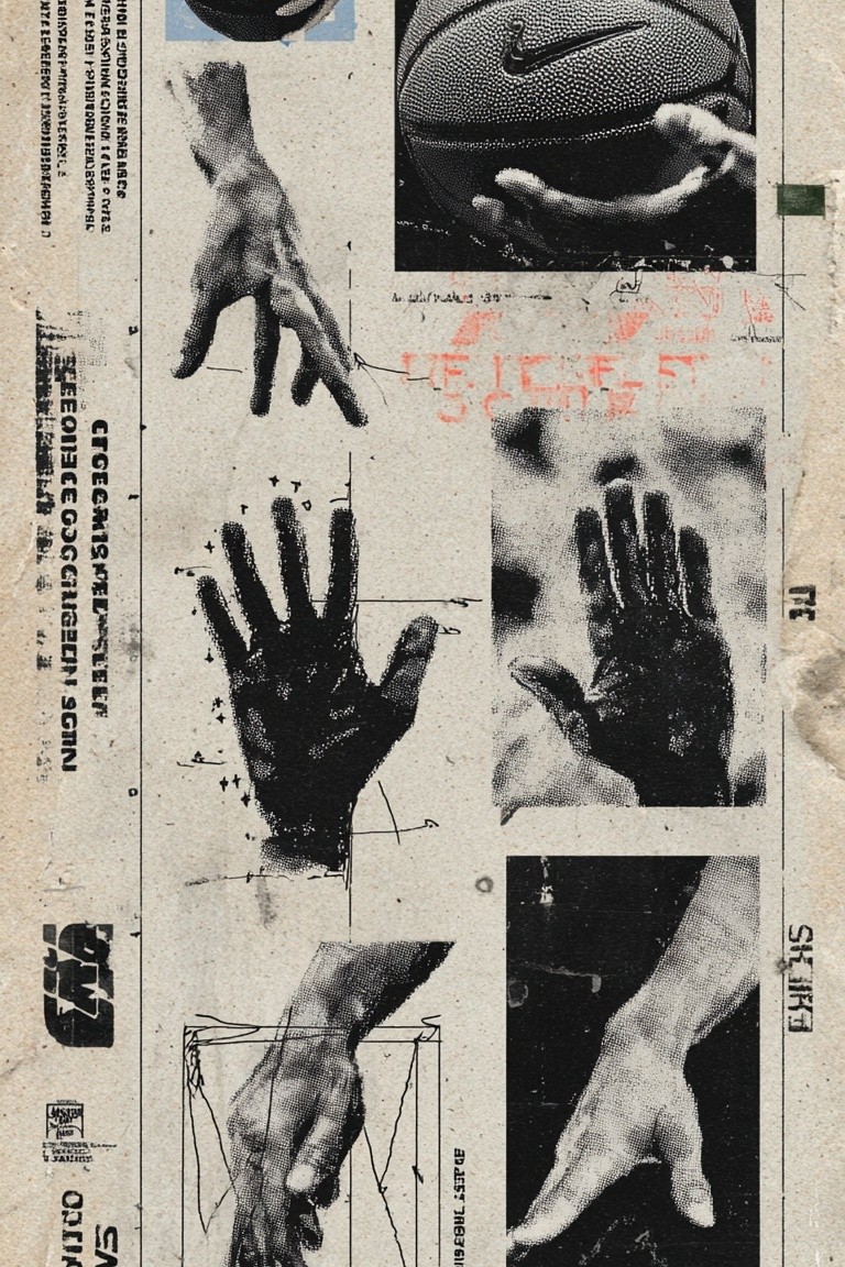Basketball Hands — Vintage Print. poster detail