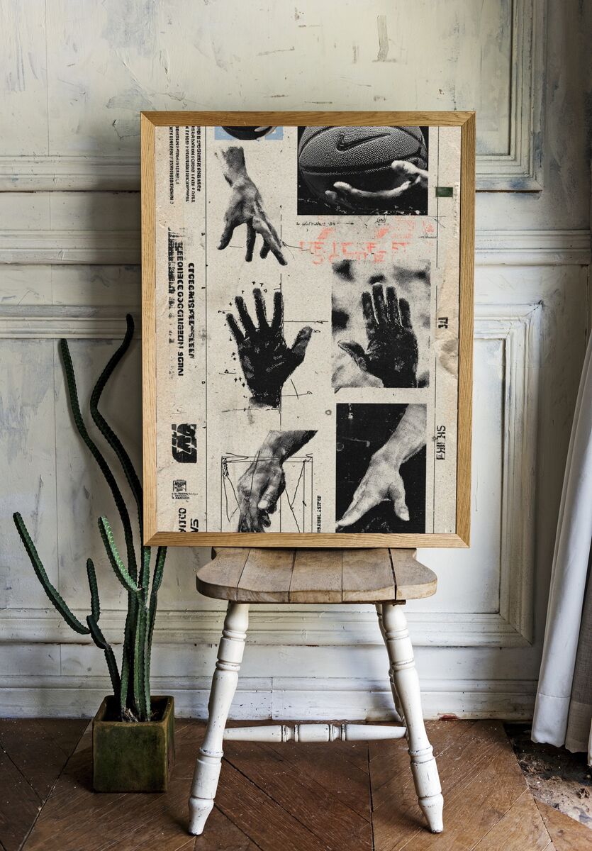 Basketball Hands — Vintage Print. — room view 1