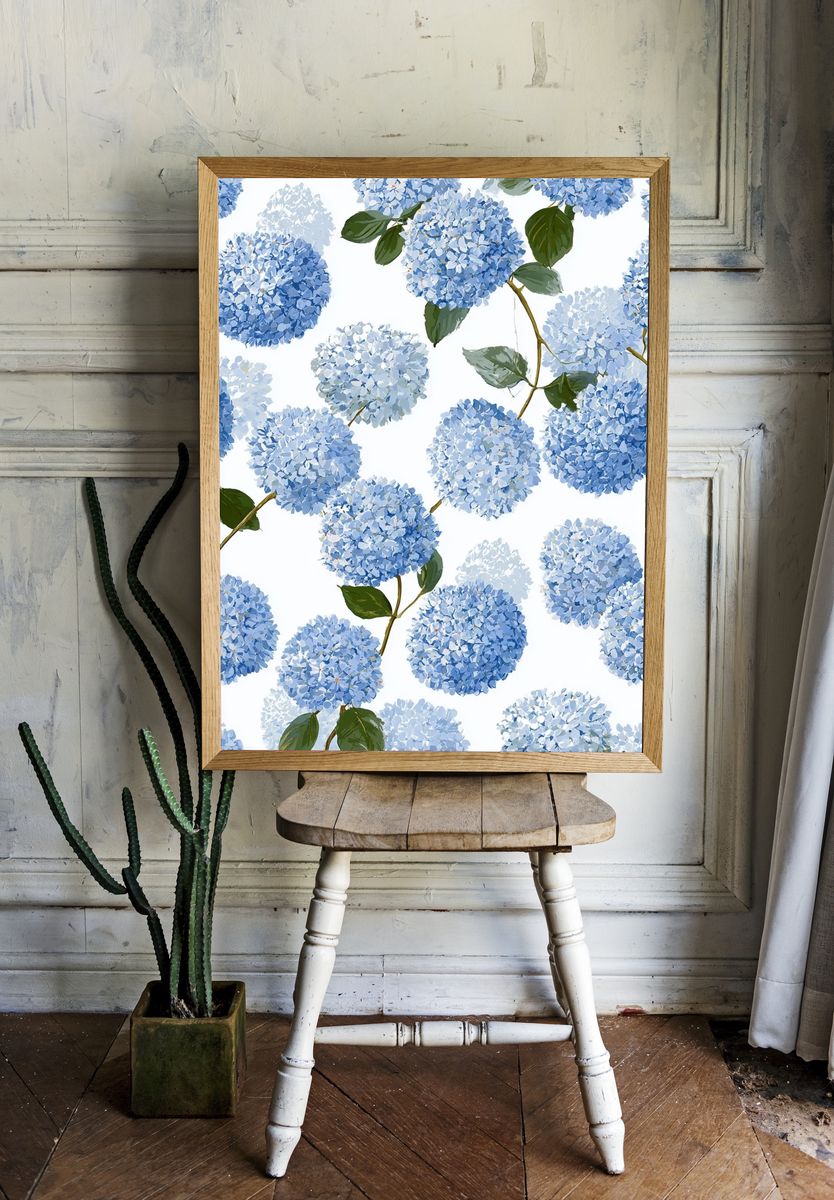 Blue Hydrangea Floral Print room preview