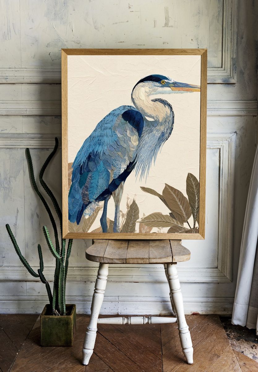 Blue Heron — Illustration Print room preview