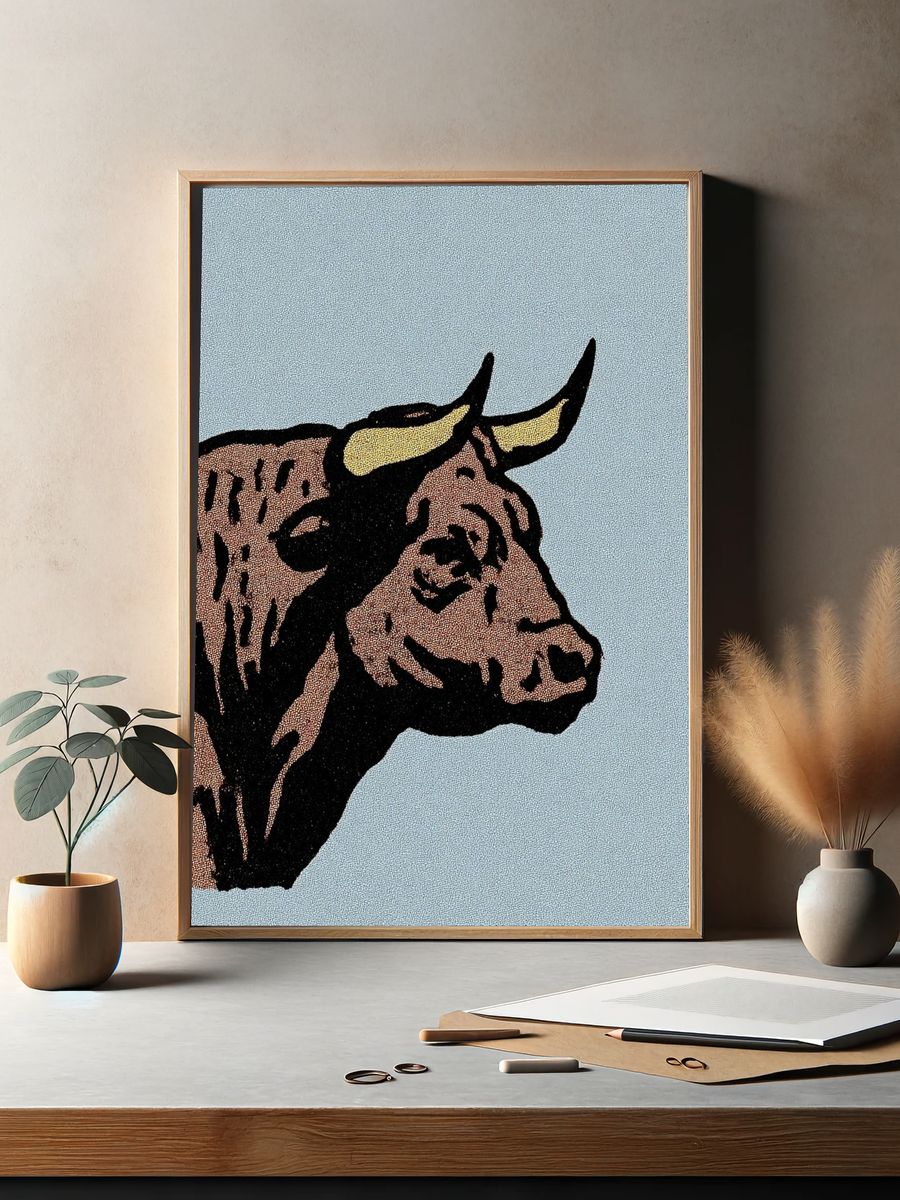 Bull Head — Vintage Print. — room view 2