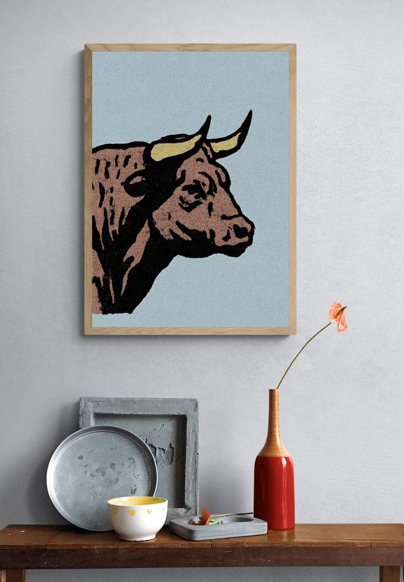 Bull Head — Vintage Print. — room view 3
