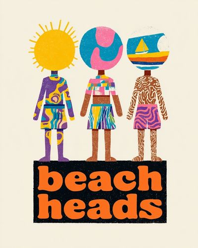 Beach Heads — Illustration Print. poster print