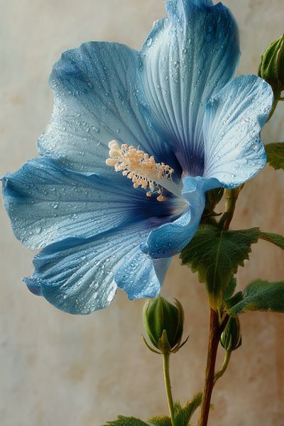 Blue Hibiscus Botanical Print. poster print