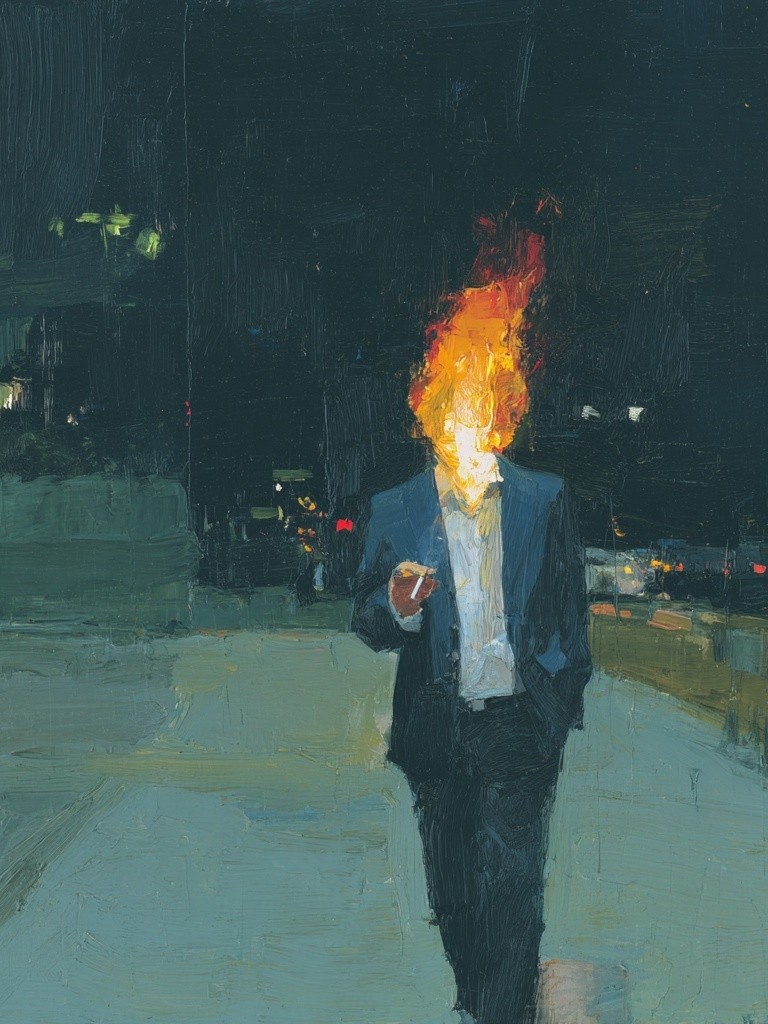 Burning Head — Contemporary Art Print. poster — fine-art art