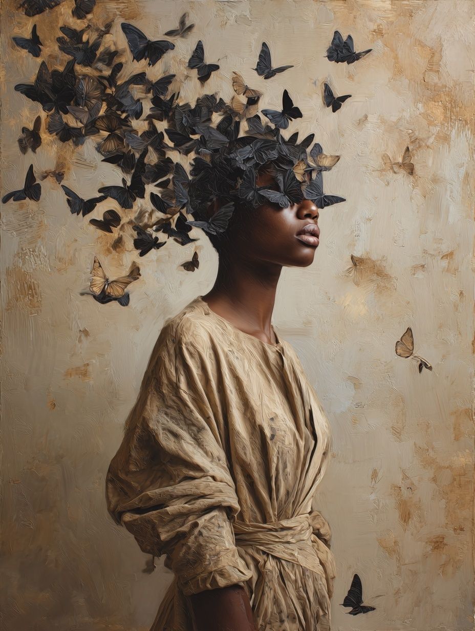 Butterflies in Hair — Fine Art Print. poster detail