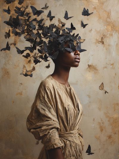 Butterflies in Hair — Fine Art Print. poster