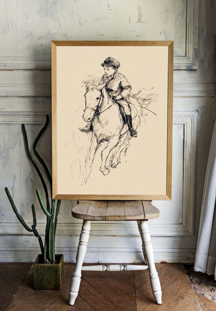 Boy Riding Horse — Fine Art Print room preview