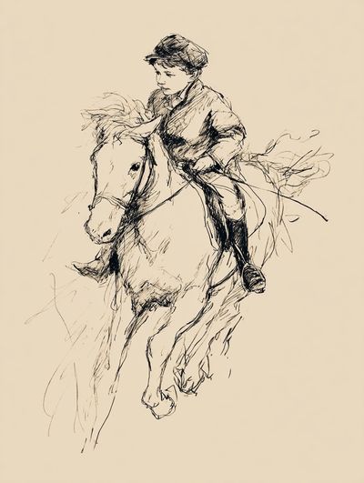 Boy Riding Horse — Fine Art Print. poster print