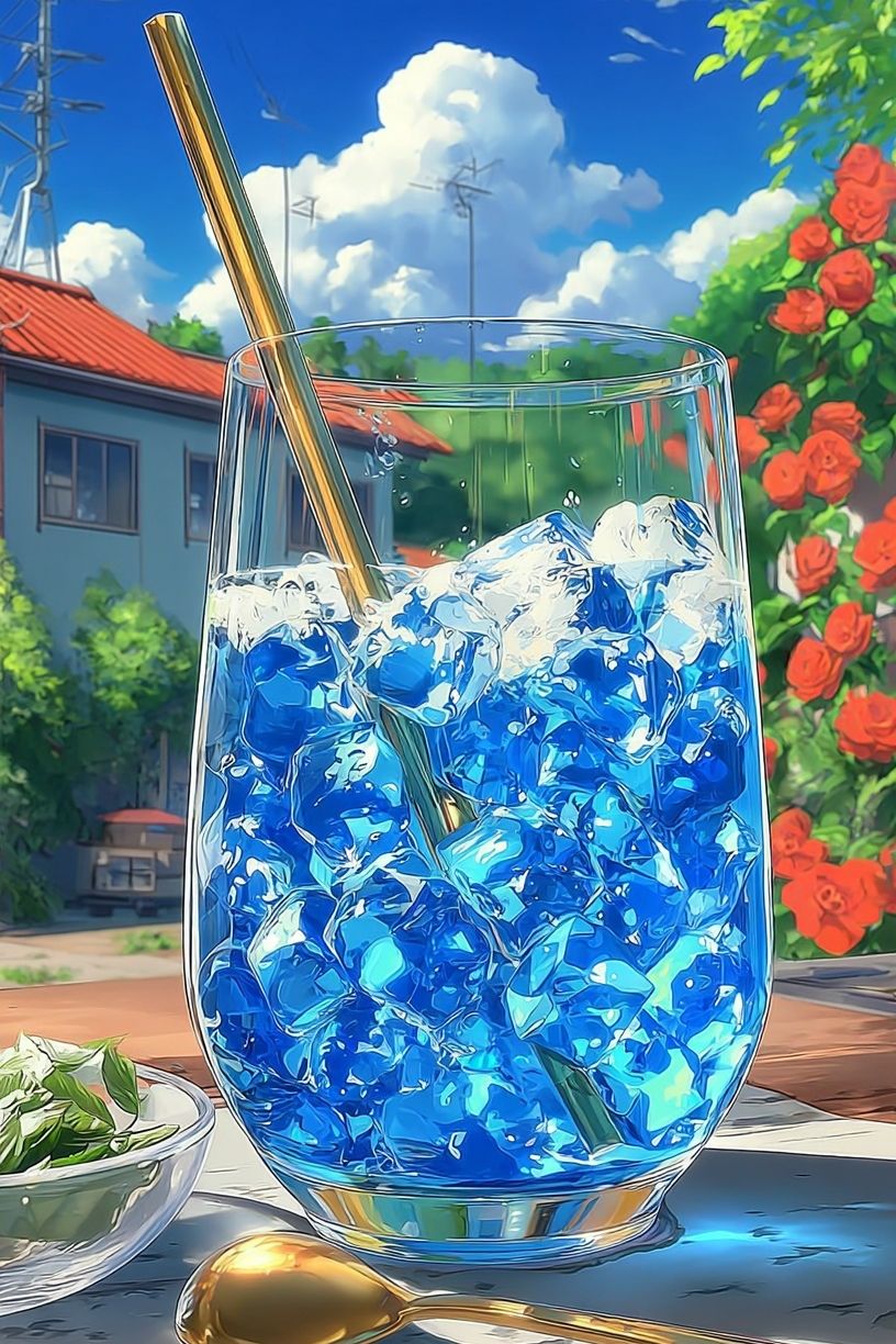 Refreshing Blue Drink — Illustration Print. poster detail