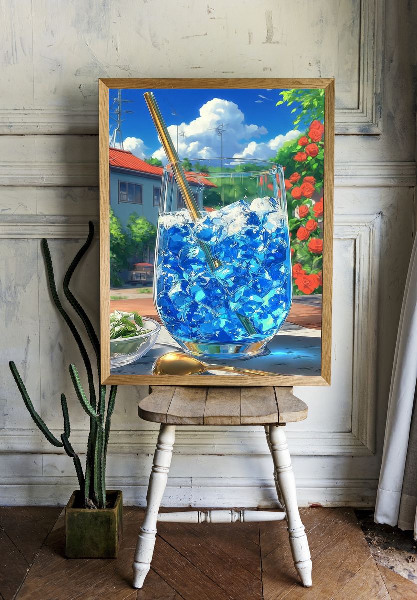 Refreshing Blue Drink — Illustration Print room preview