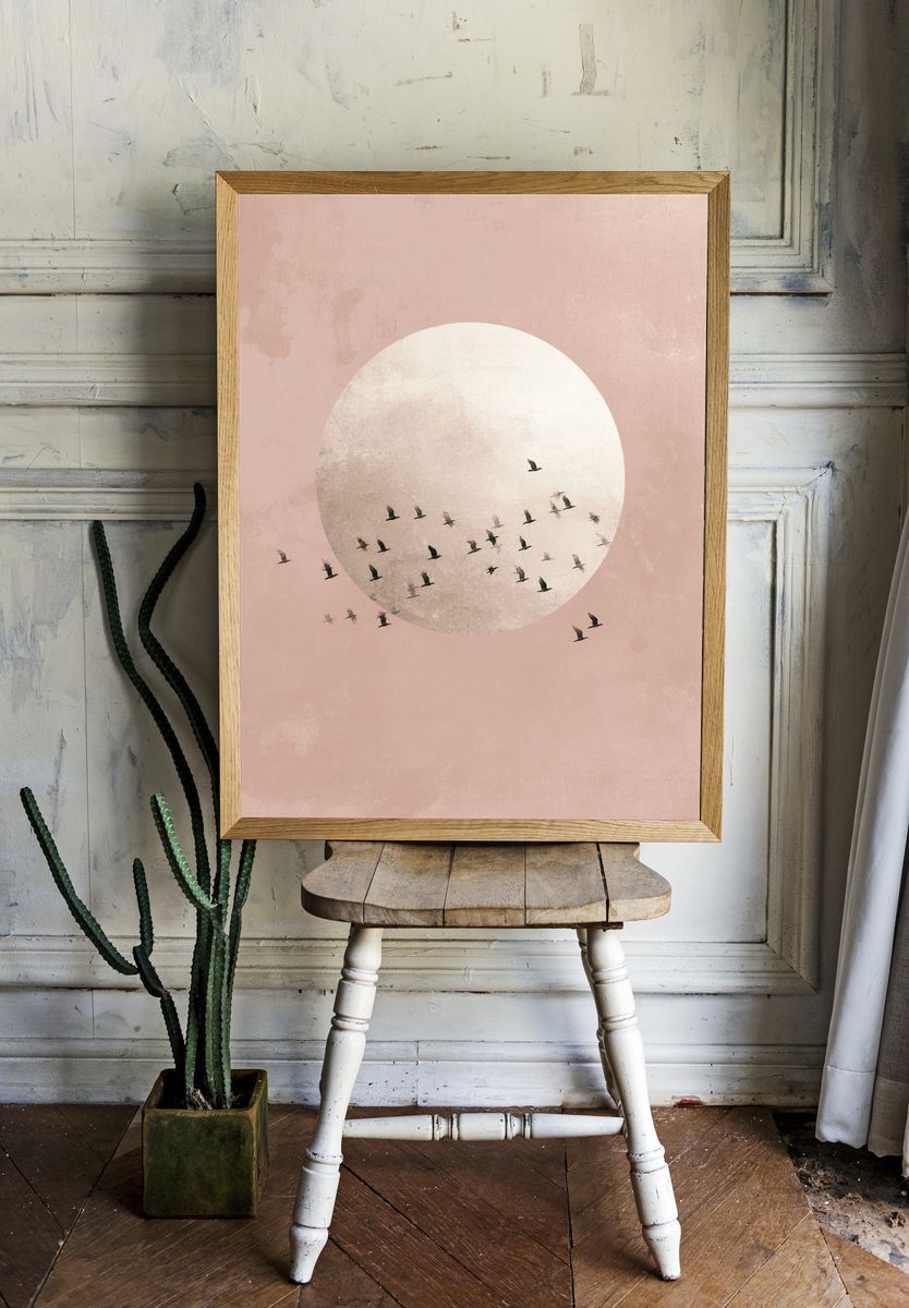 Birds in Flight — Minimalist Print room preview