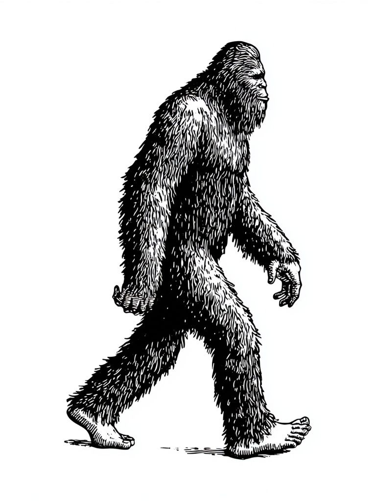 Walking Bigfoot Illustration Poster. poster detail