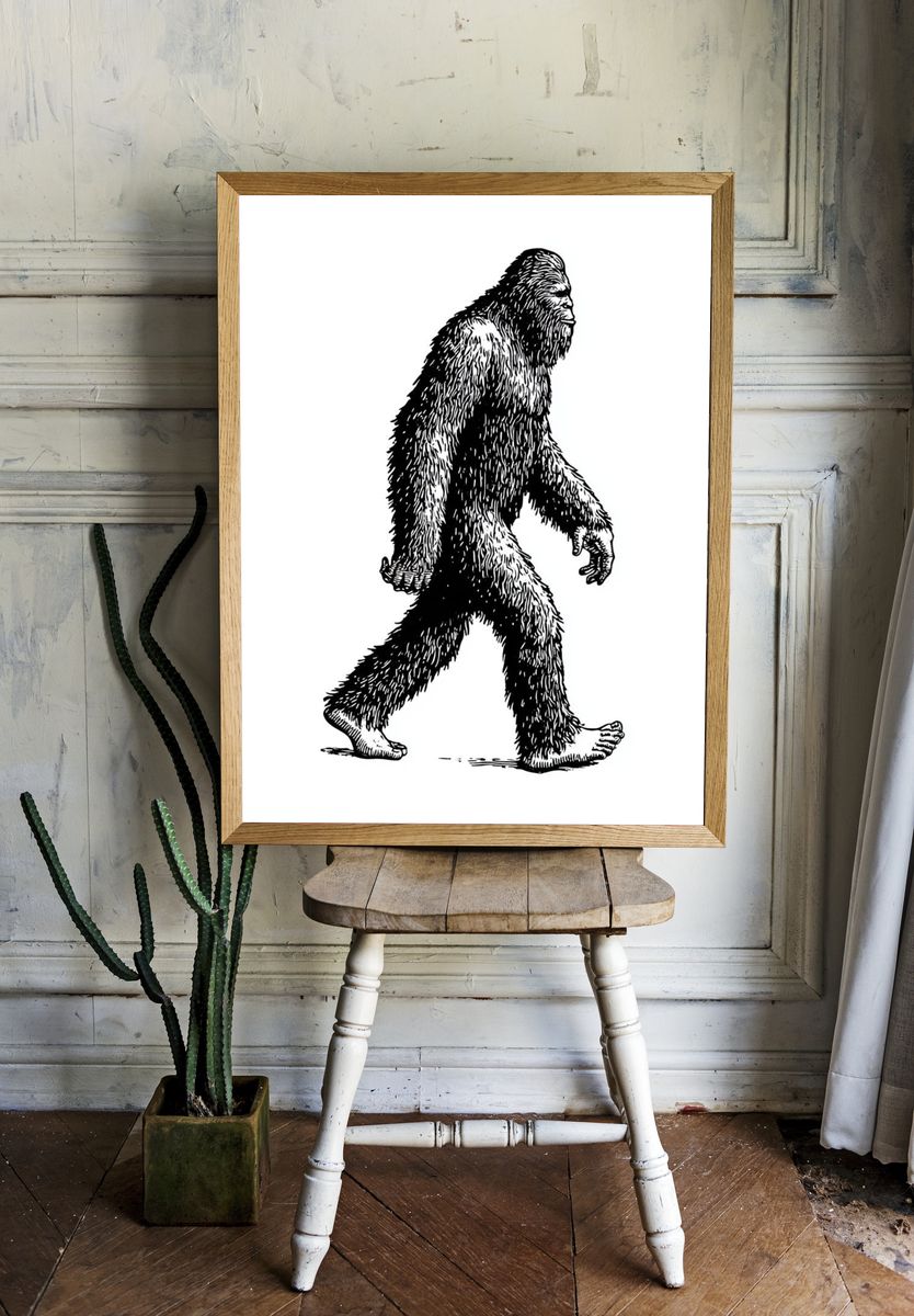 Walking Bigfoot Illustration Poster. room preview