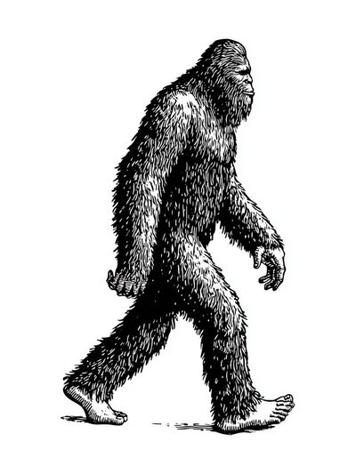 Walking Bigfoot Illustration Poster.
