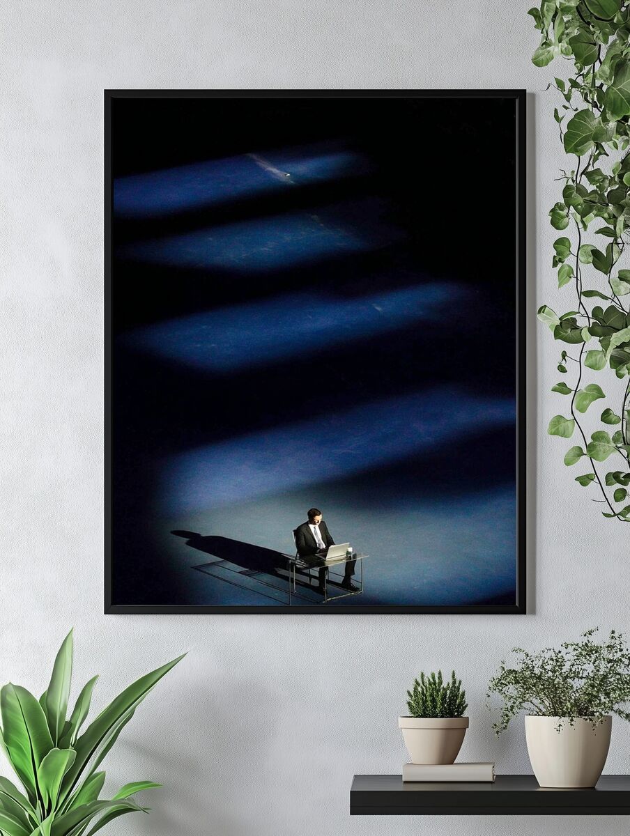 Businessman in Spotlight — Photography Print. — room view 4