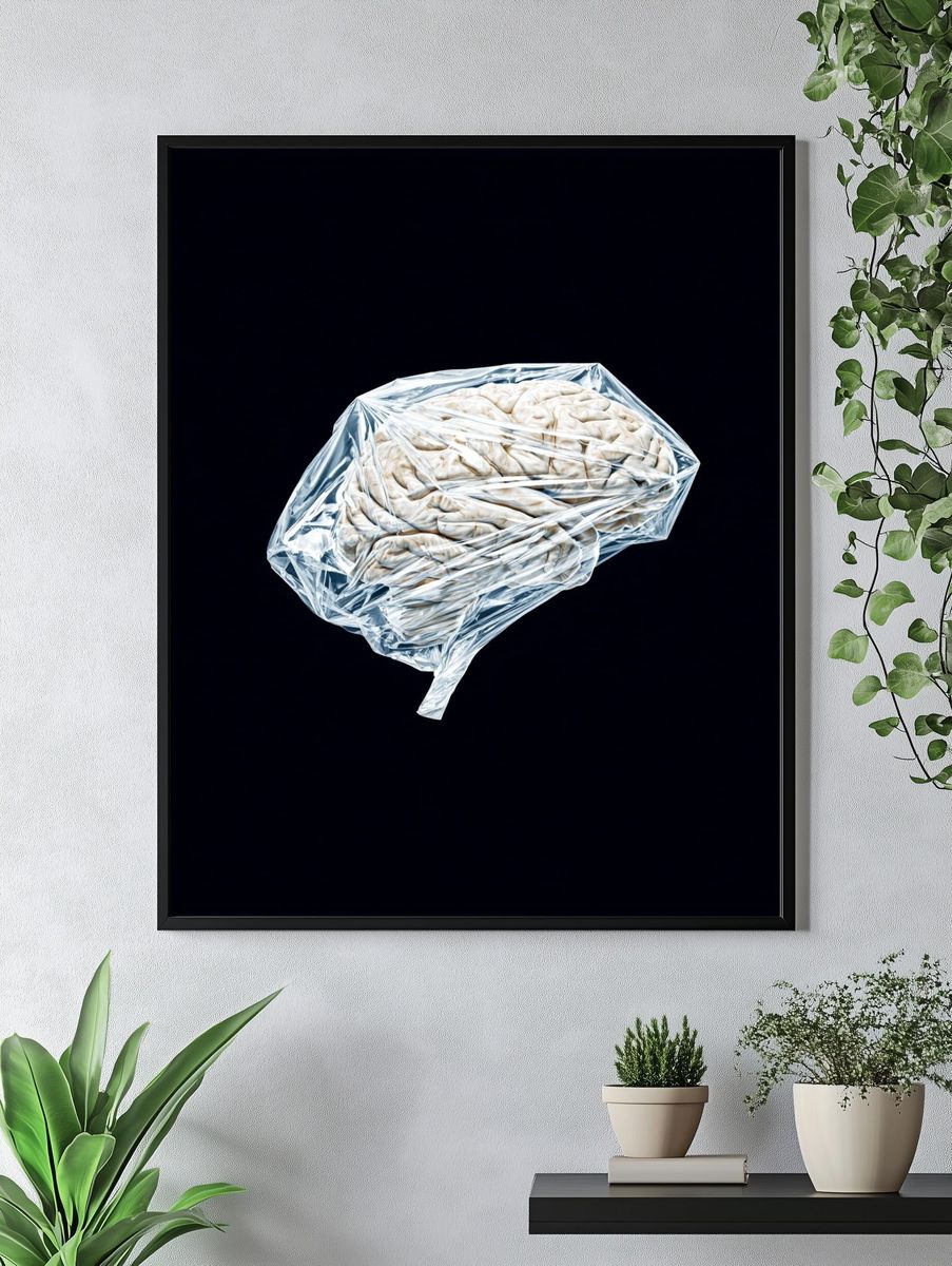Brain in Plastic Wrap — Fine Art Print. — room view 4