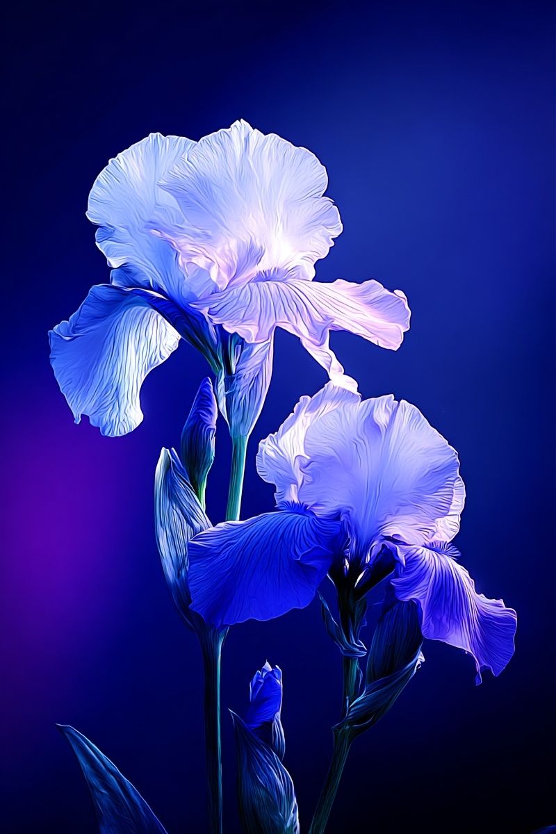 Blue Iris Flowers — Botanical Print. poster detail