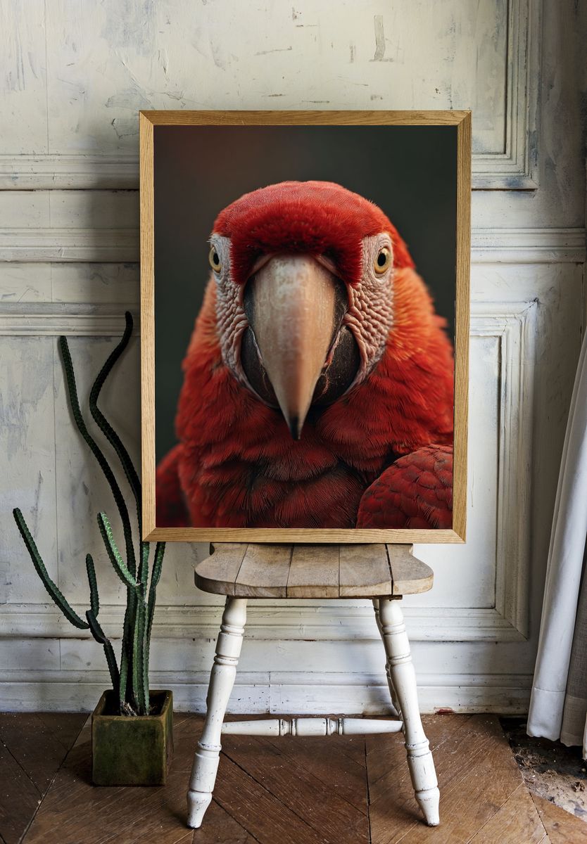 Scarlet Macaw Close-Up Poster. room preview