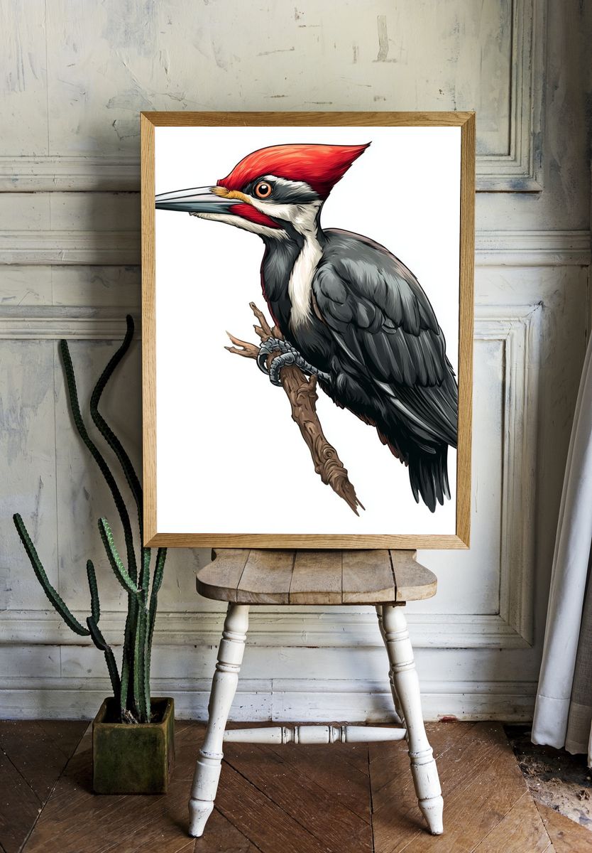 Pileated Woodpecker — Illustration Print room preview