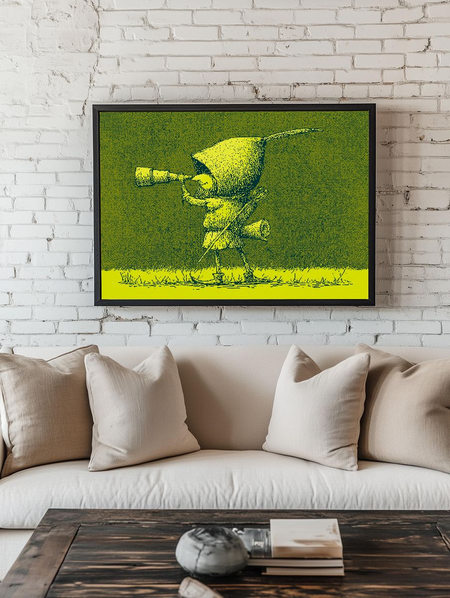 Bird with Telescope Pop-Art Poster. — room view 1