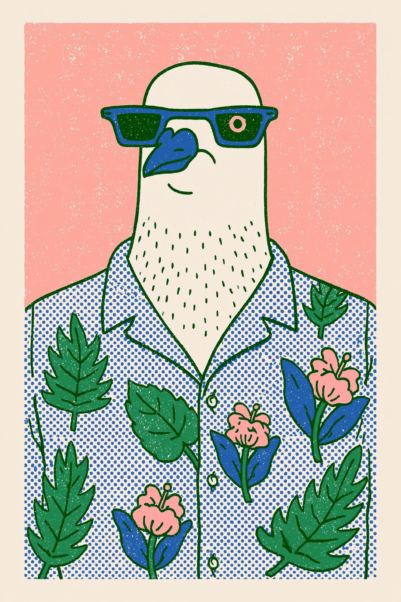 Cool Bird Floral Illustration Poster. poster — illustration art