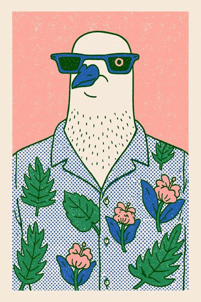 Cool Bird Floral Illustration Poster. poster