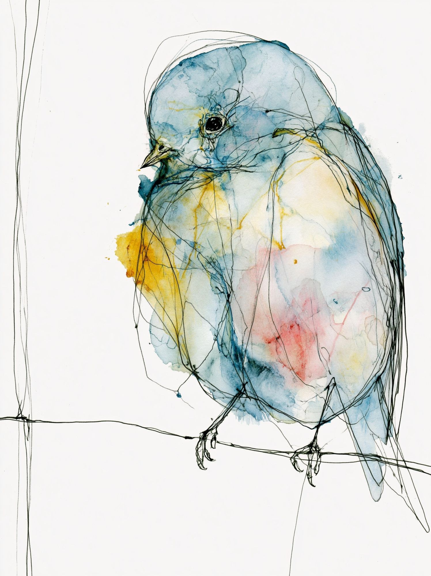 Pastel Bird Watercolor Print. poster — animals art