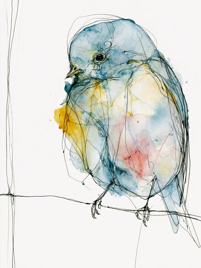Pastel Bird Watercolor Print. poster