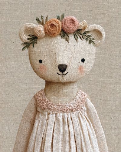 Floral Bear Illustration Poster. poster print