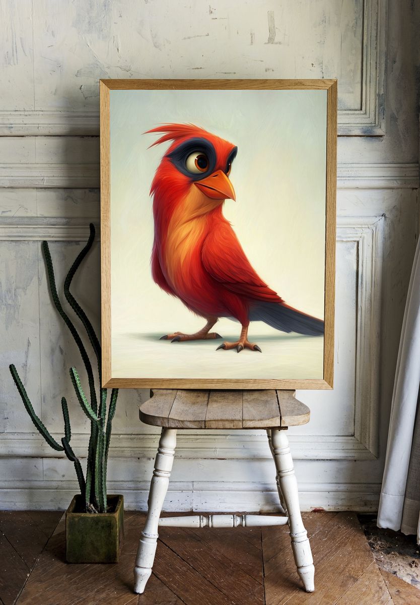 Colorful Bird Illustration Poster. — room view 1