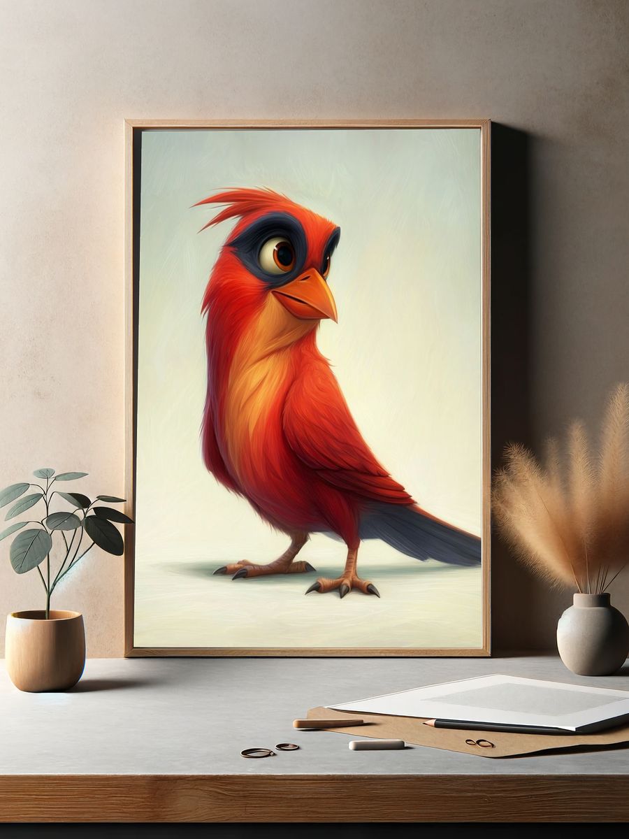 Colorful Bird Illustration Poster. — room view 2
