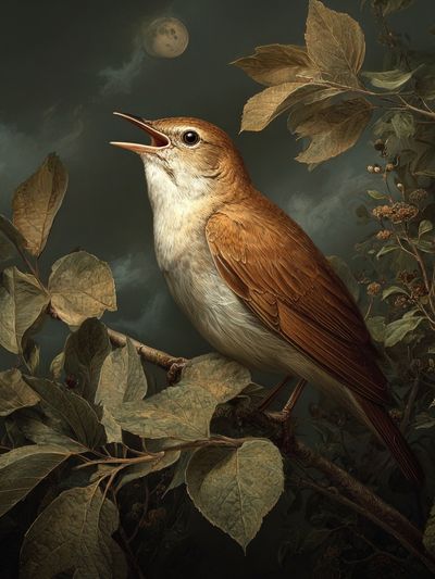 Singing Bird at Night — Fine Art Print. poster print