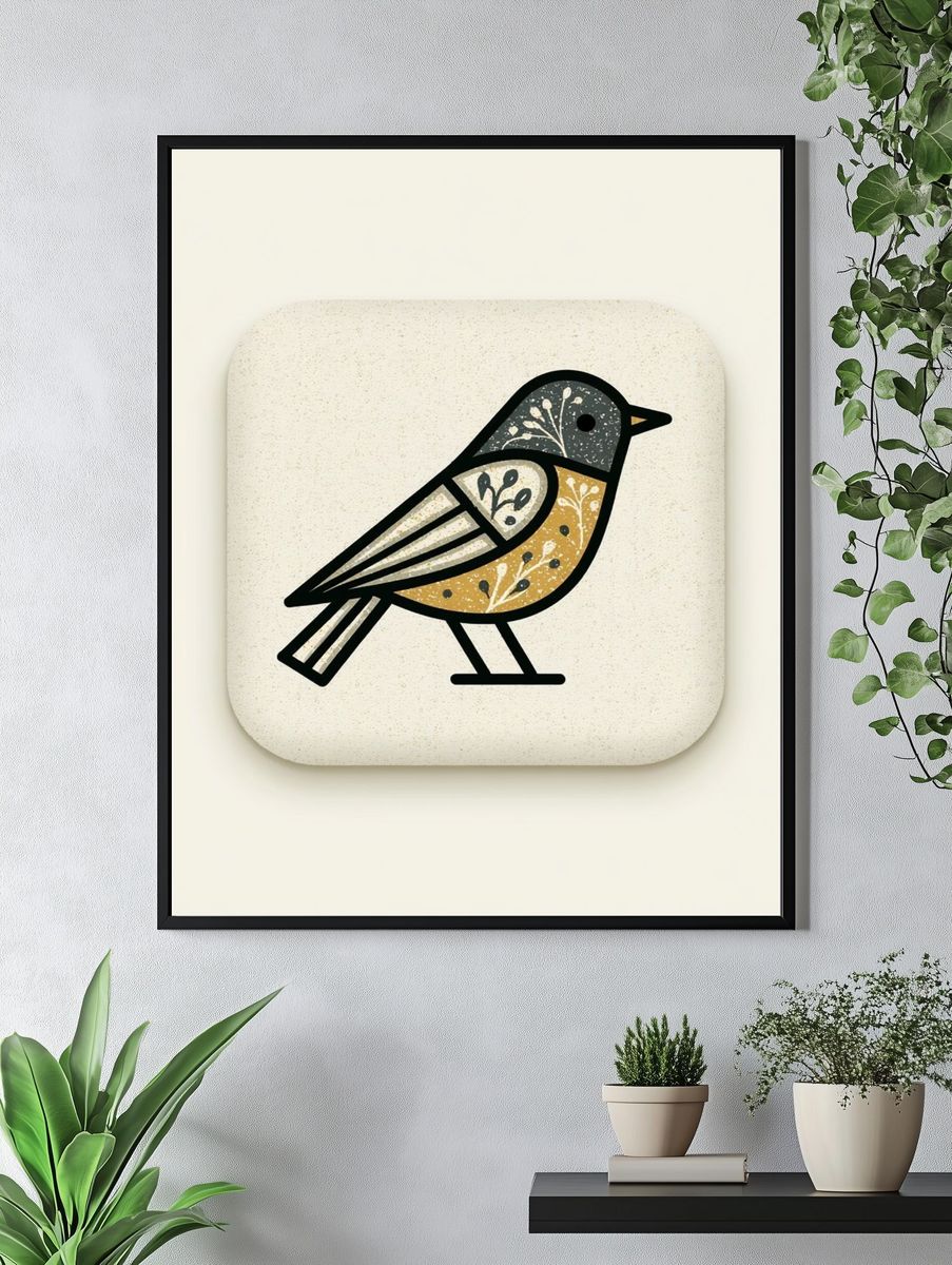 Decorative Bird Illustration Poster. — room view 4