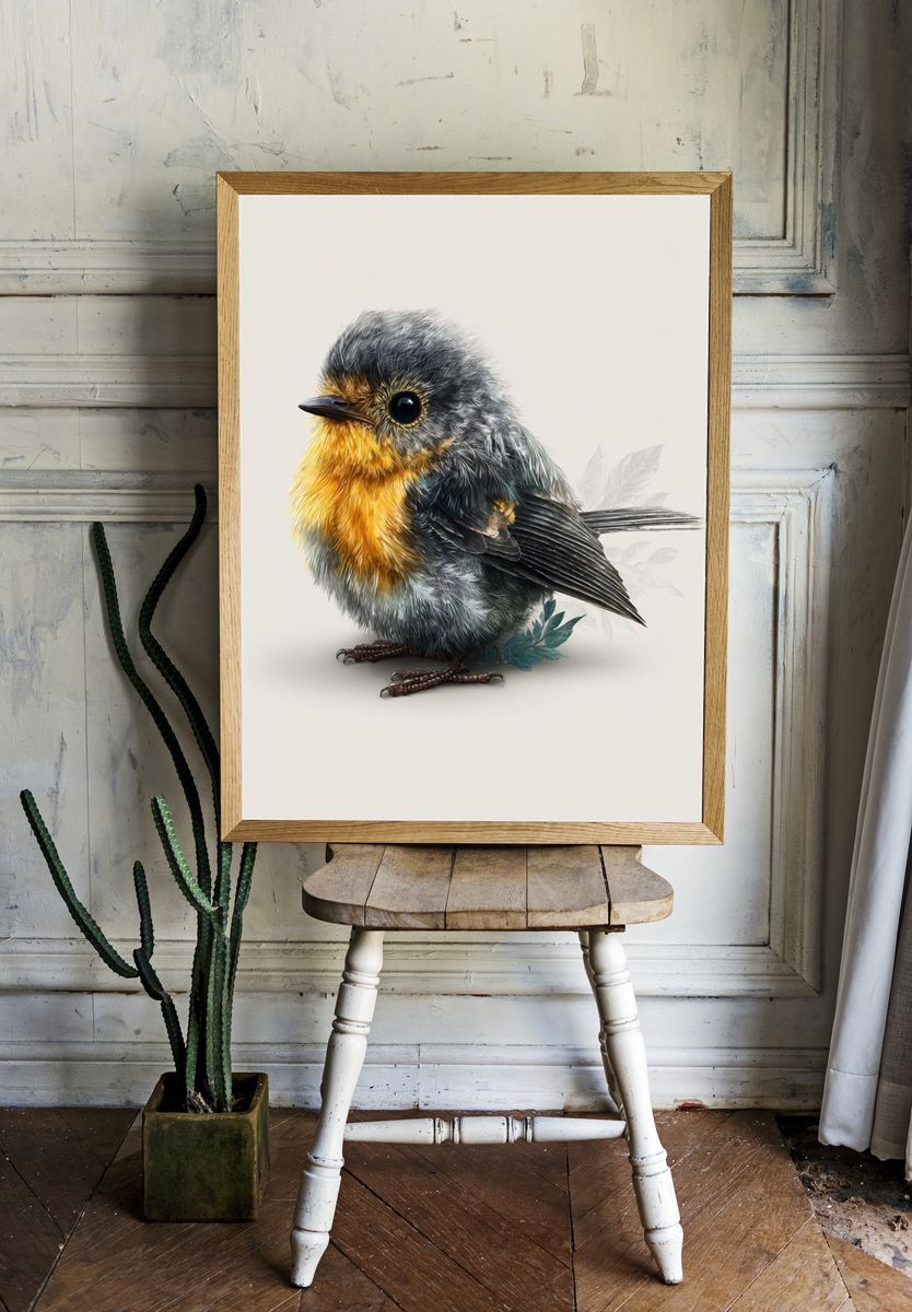 Charming Bird Illustration Poster. room preview