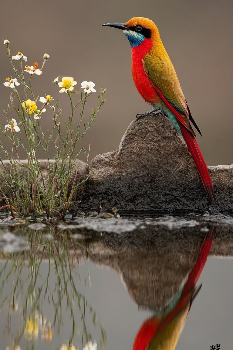 Colorful Bird Reflection Photography Poster. poster — photography art