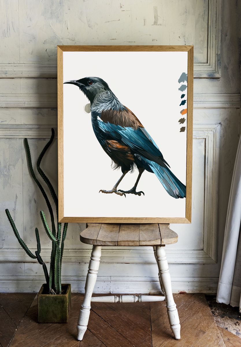 Blue Bird Illustration Poster. — room view 1