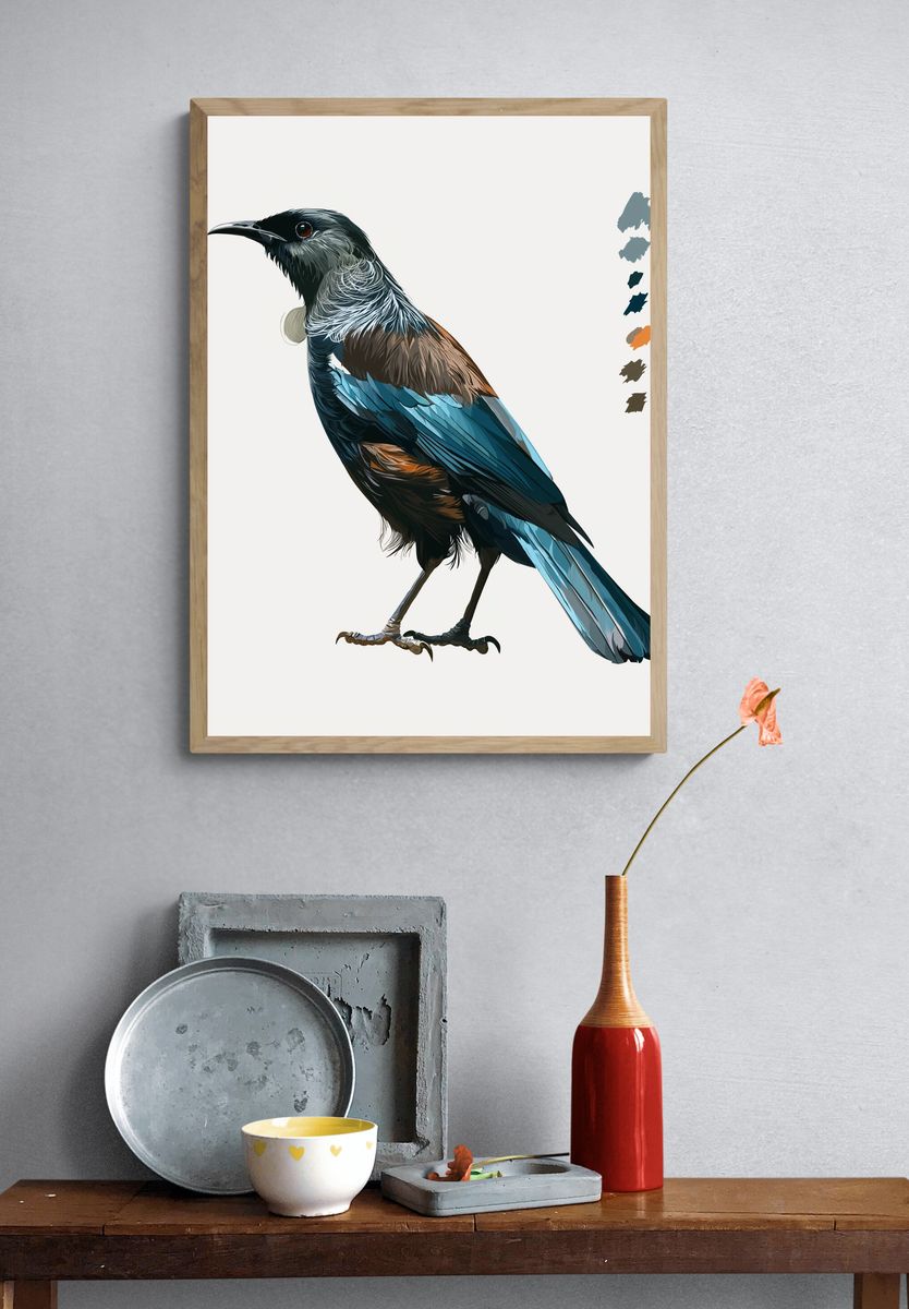 Blue Bird Illustration Poster. — room view 3