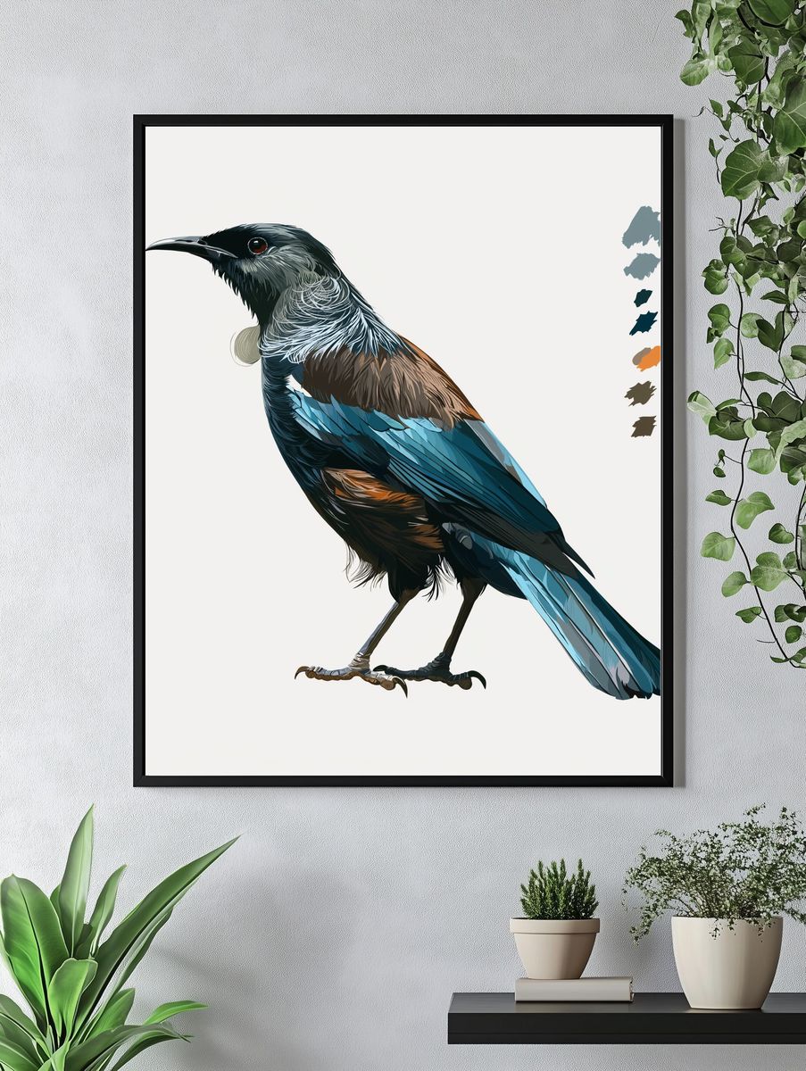 Blue Bird Illustration Poster. — room view 4