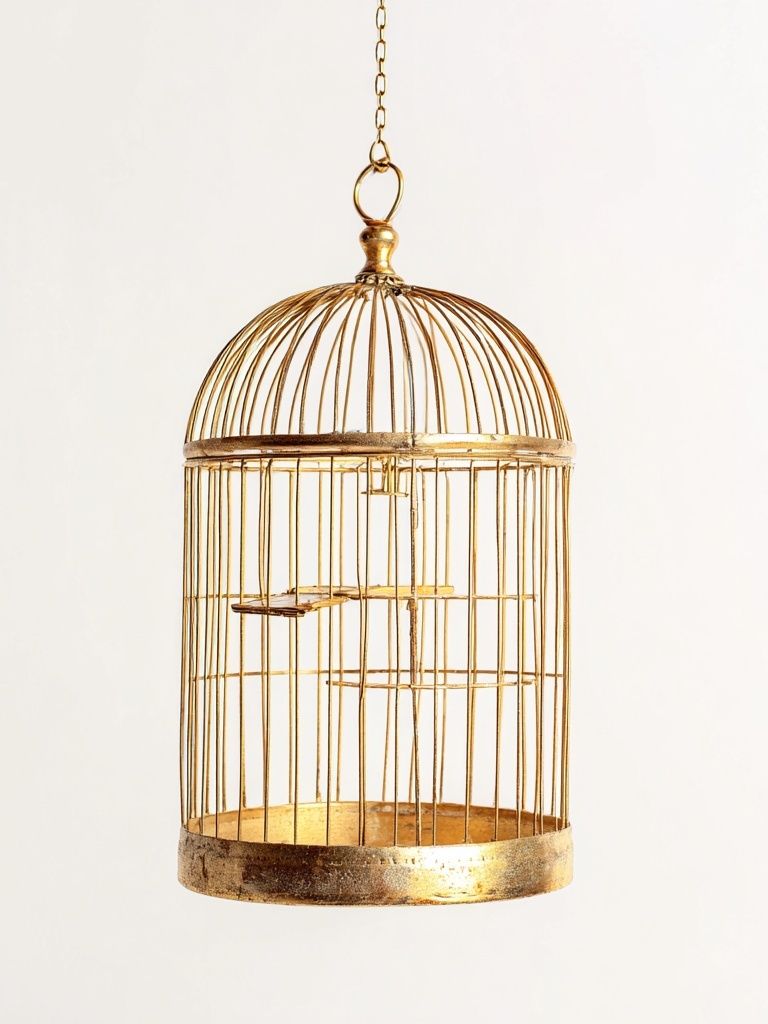 Golden Birdcage Minimalist Print. poster — minimalist art