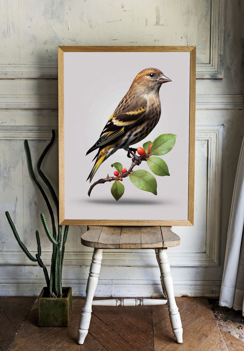 Bird on Branch — Illustration Print room preview