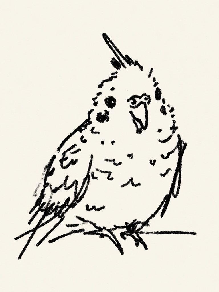 Charming Bird Sketch Poster. poster detail