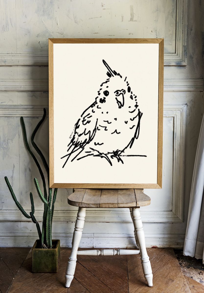 Charming Bird Sketch Poster. room preview