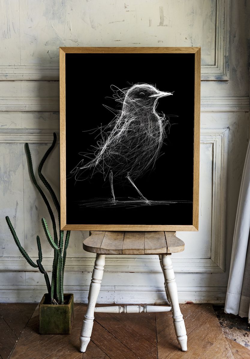 Abstract Bird Line Art Poster. room preview