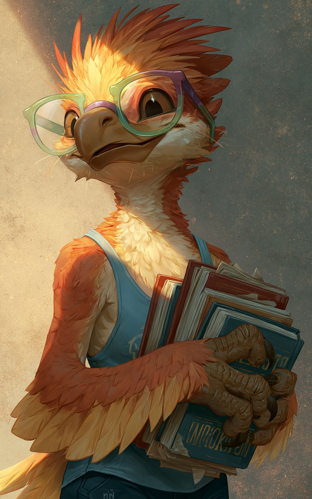 Bookish Bird Illustration Poster. poster — illustration art