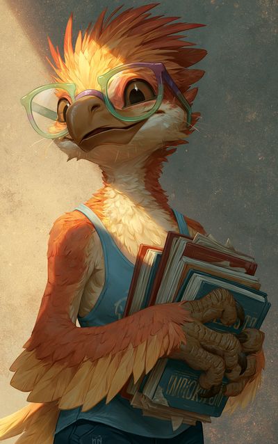 Bookish Bird Illustration Poster. poster