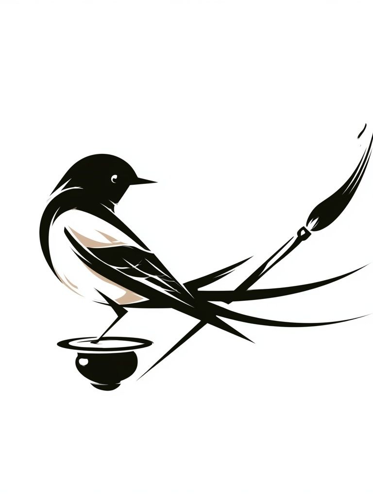 Stylized Bird Ink Poster. poster detail
